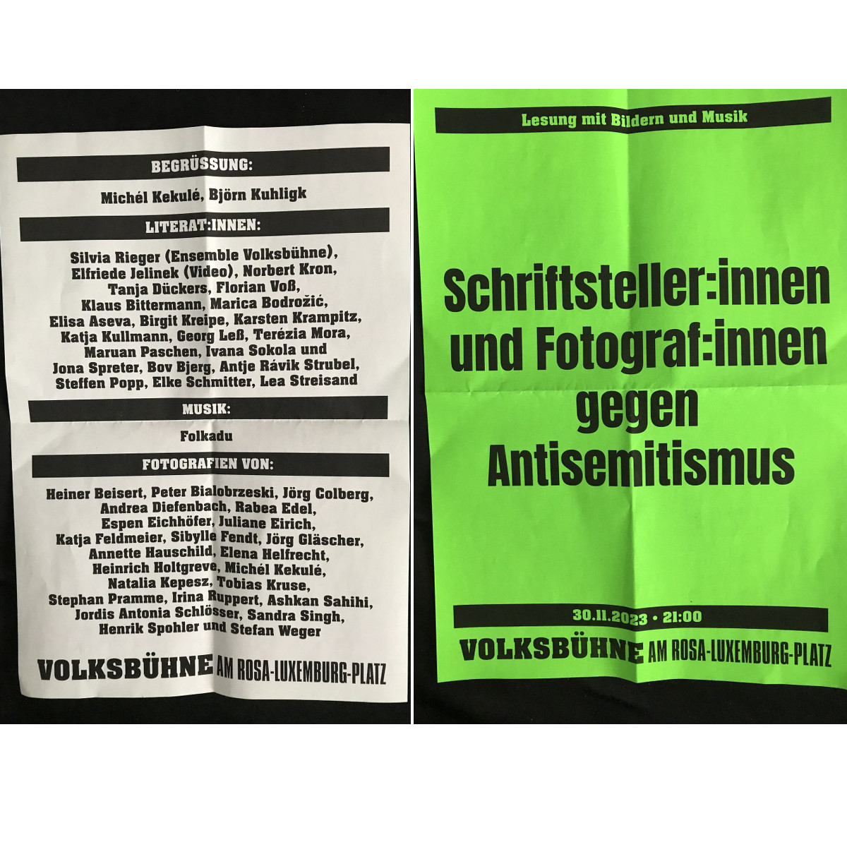 30.11. Volksbühne Berlin: Sammel-Lesung gegen Antisemitismus